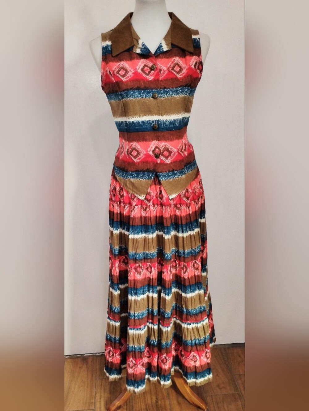 2PC VINTAGE BANJO OF DALLAS WESTERN SKIRT AND VEST NWOT